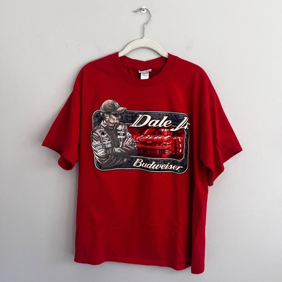VINTAGE RED‎ CHASE AUTHENTICS DALE EARNHARDT BUDWEISER JR T-SHIRT - Picture 1 of 5